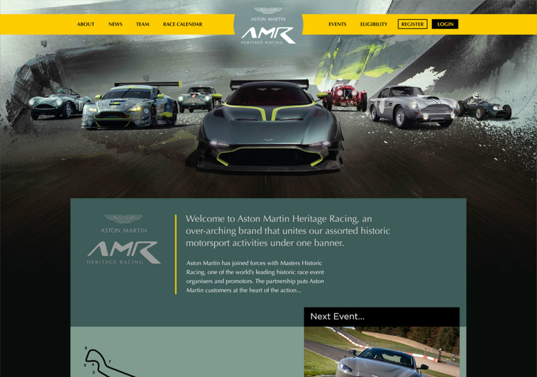Example screen of Aston Martin Heritage Racing